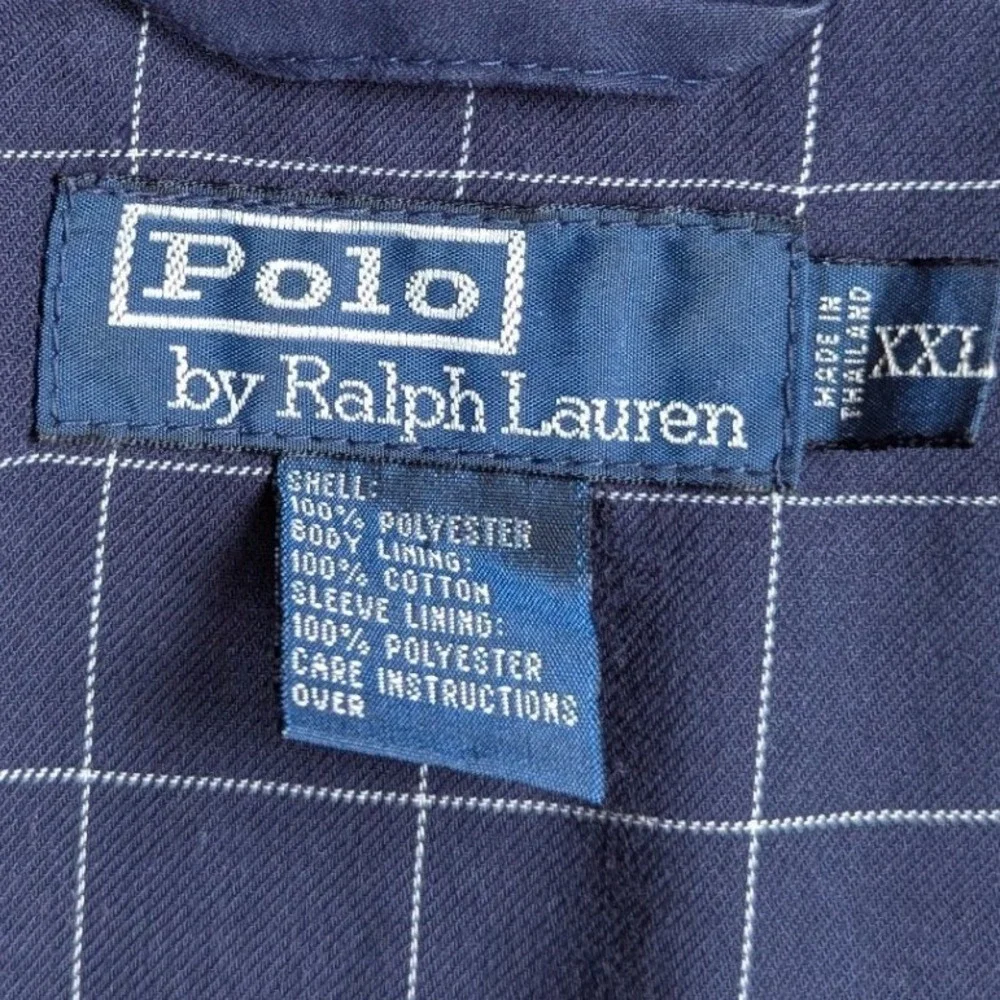 Polo Ralph Lauren Mens XXL Navy Blue Harrington Windbreaker Jacket Windowpane